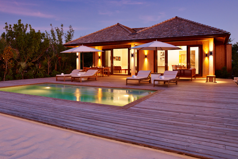 Parrot Cay Two Bedroom Beach House Exterior at Sunset 2